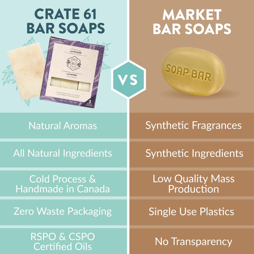 Handmade in Canada, Plant Based Cold Process Natural Bar Soap For Face And Body, With Premium Essential Oils, For Men And Women 3 Pack (Alpine & Spice)