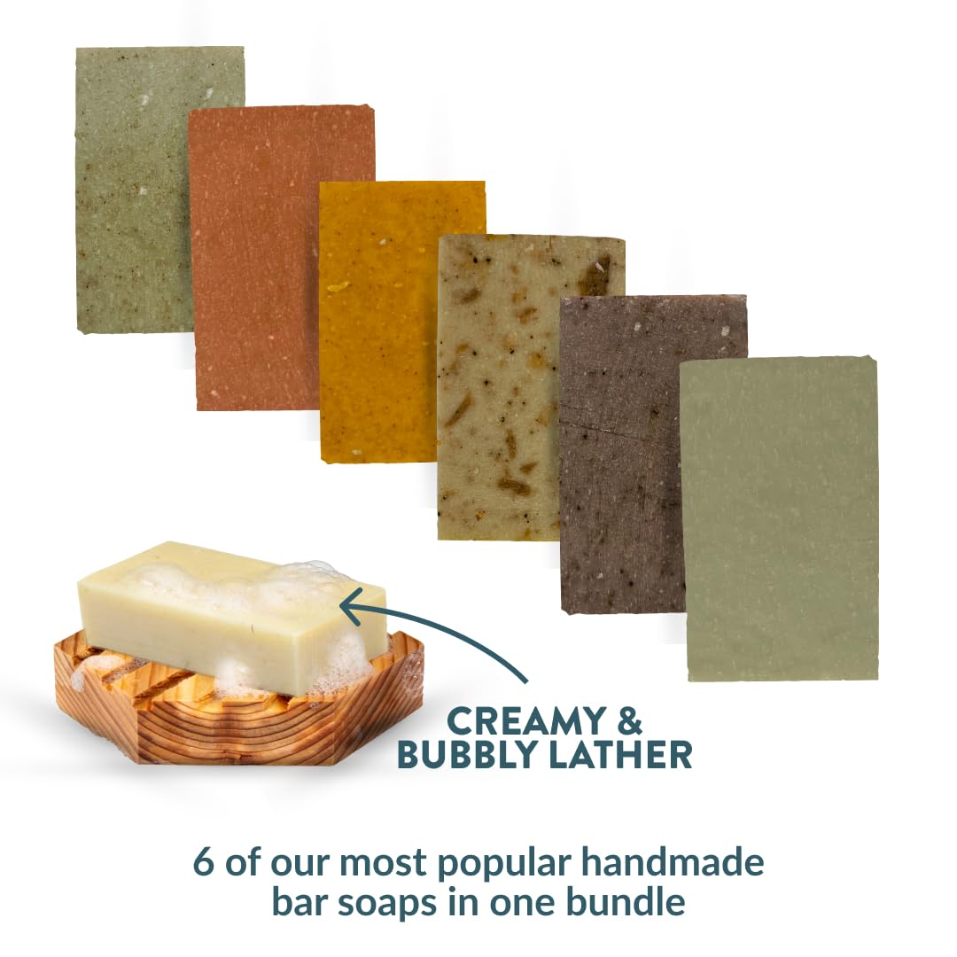 Handmade in Canada, Plant Based Cold Process Natural Bar Soap, With Premium Essential Oils, Dry Skin, Pack of 6 (For Him)