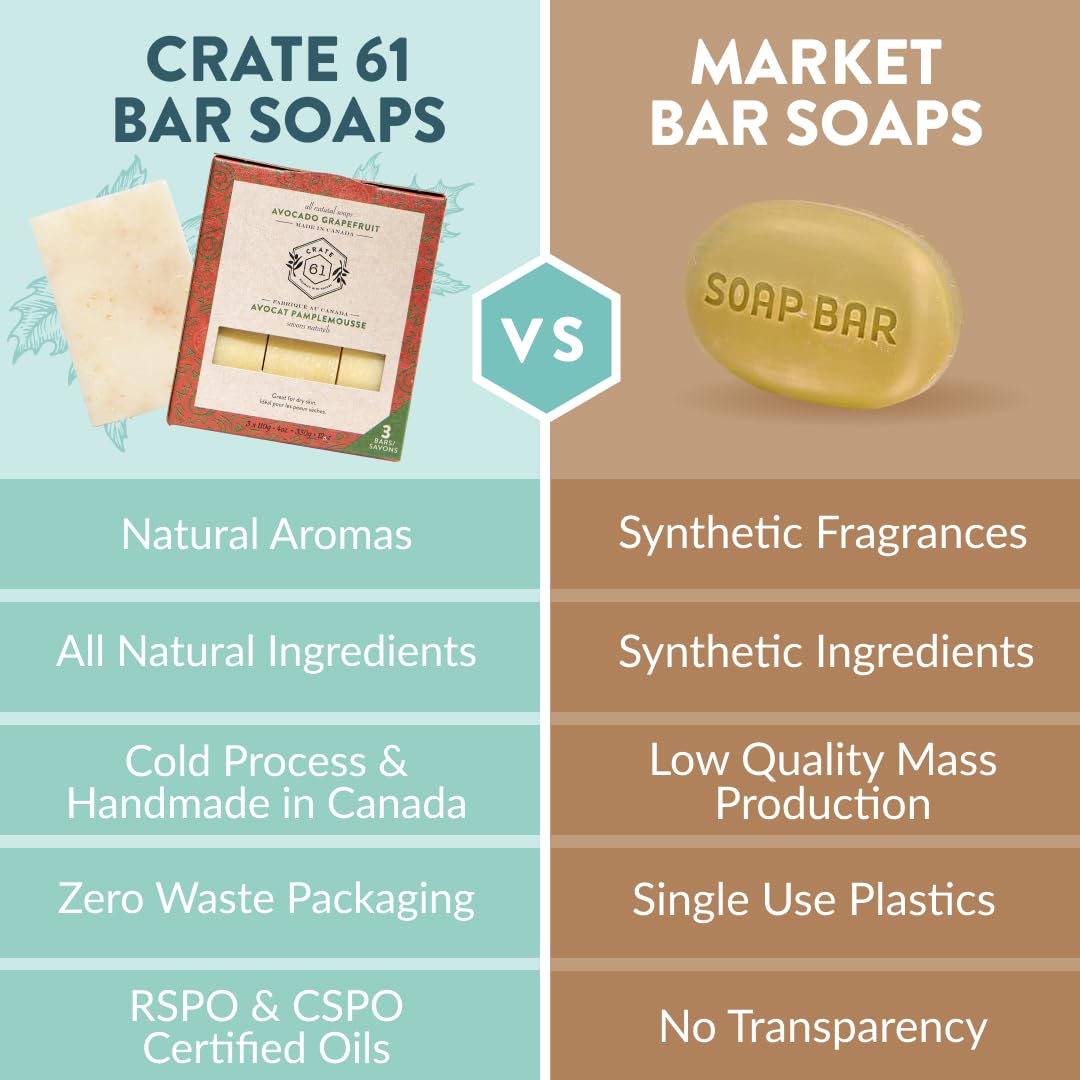 Handmade in Canada, Plant Based Cold Process Natural Bar Soap For Face And Body, With Premium Essential Oils, For Men And Women 3 Pack (Alpine & Spice)