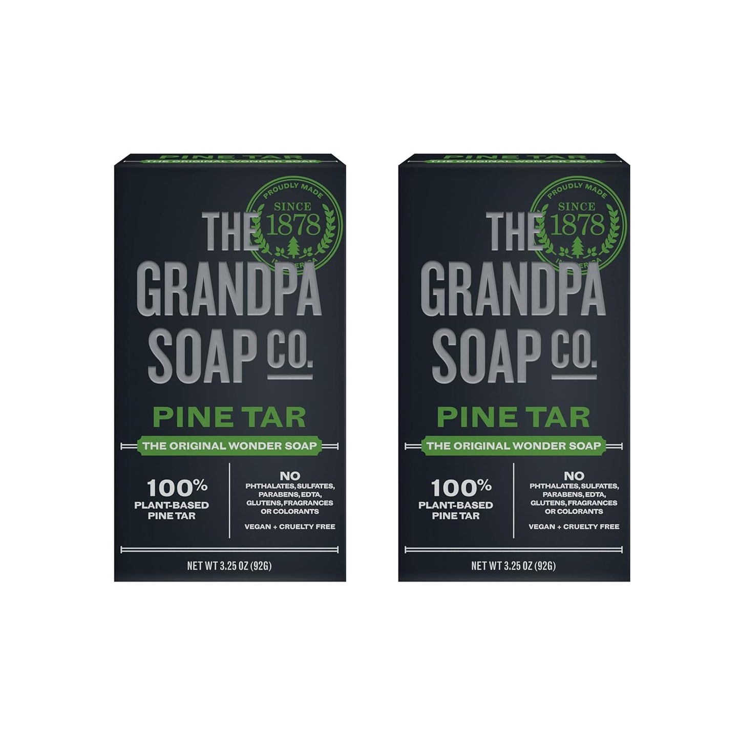 The Grandpa Soap Company Pine Tar Bar Soap for Men- Made With Pine Tar Oil, 3 in 1 Cleanser Deodorizer and Moisturizer, Dermatologist Tested, Safe for Sensitive Skin, 3.25 Oz, 6 Pack