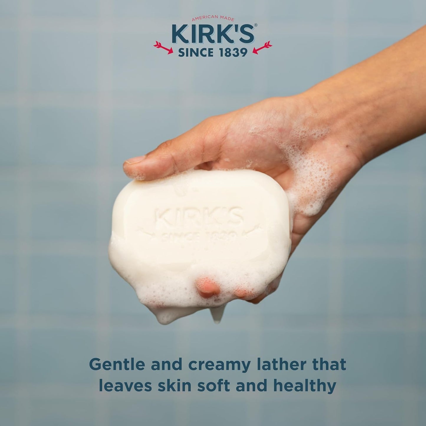 Kirk's Castile Bar Soap for Men, Women & Children - Made With Premium Coconut Oil, Sensitive Skin Formula, Vegan, Non GMO, Original Fresh Scent, 4 oz. Bars, 6 Pack