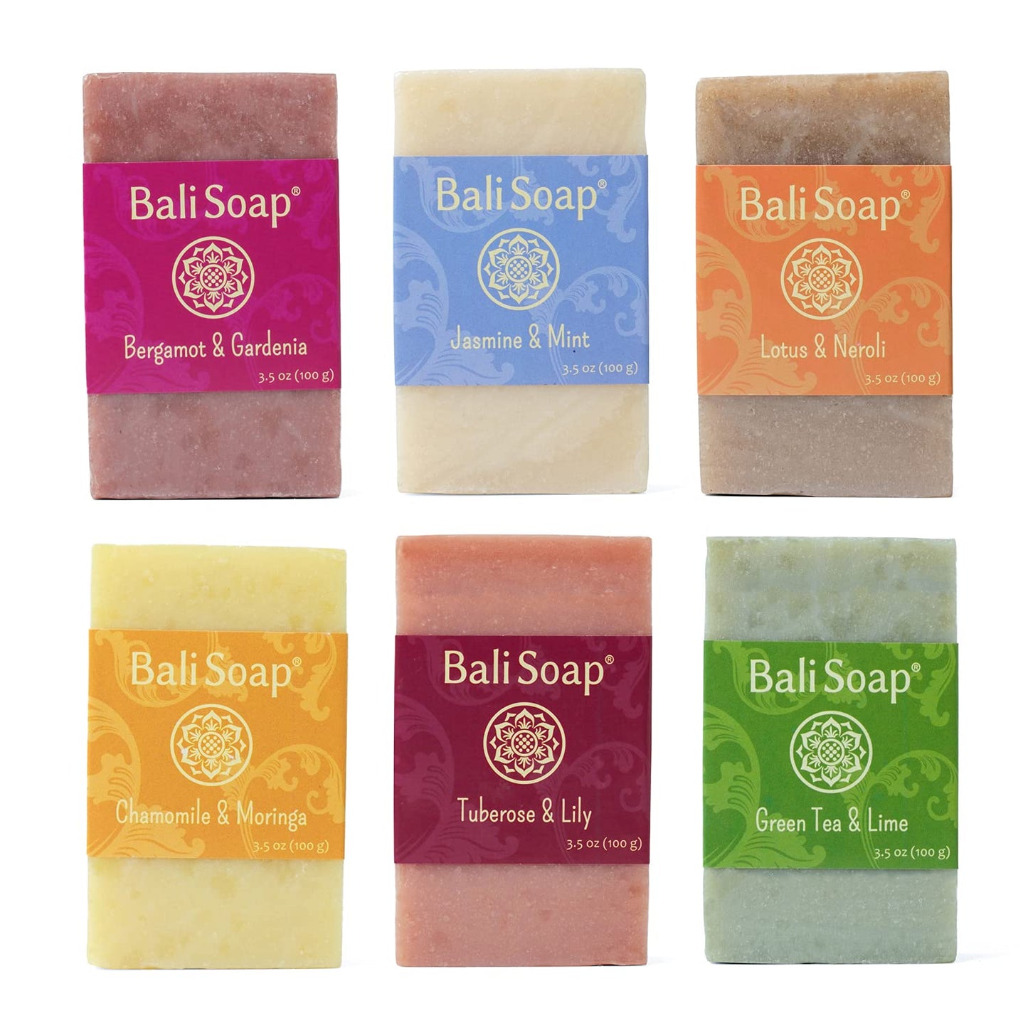 Bali Soap - Masculine Collection Natural Soap Bar Gift Set, 6 pc Variety Pack, Lemon-Pine, Ginger-Coffee, Sandalwood-Mint, Agarwood-Spice, Clove-Cinnamon, Eucalyptus-Lime 3.5 Oz each