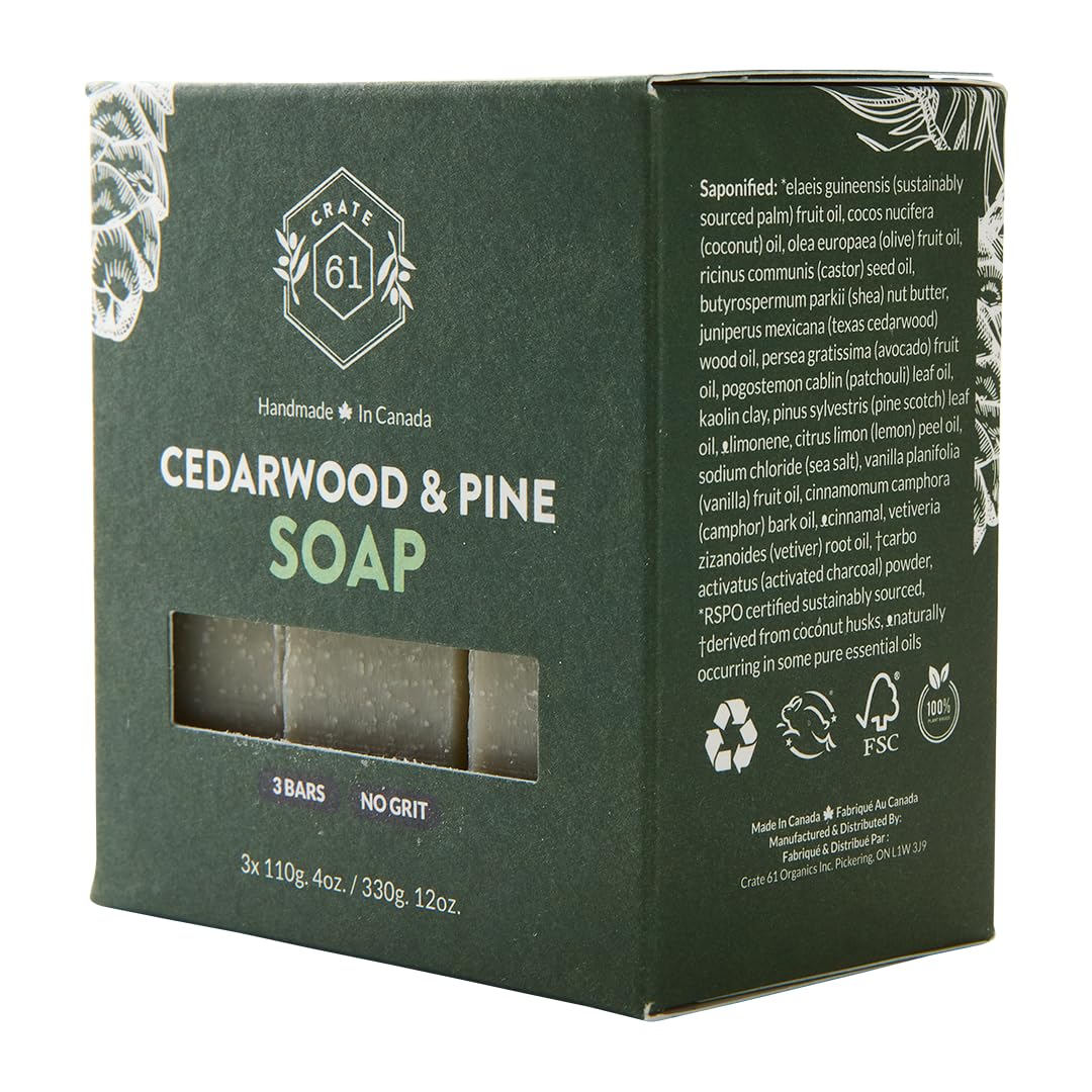 Handmade in Canada, Plant Based Cold Process Natural Bar Soap For Face And Body, With Premium Essential Oils, For Men And Women 3 Pack (Alpine & Spice)