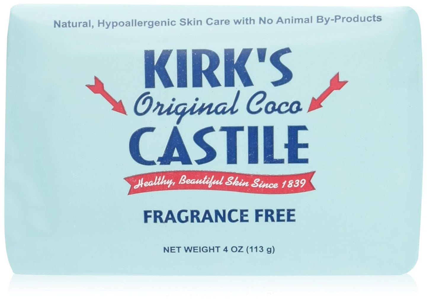 Kirk's Castile Bar Soap for Men, Women & Children - Made With Premium Coconut Oil, Sensitive Skin Formula, Vegan, Non GMO, Original Fresh Scent, 4 oz. Bars, 6 Pack