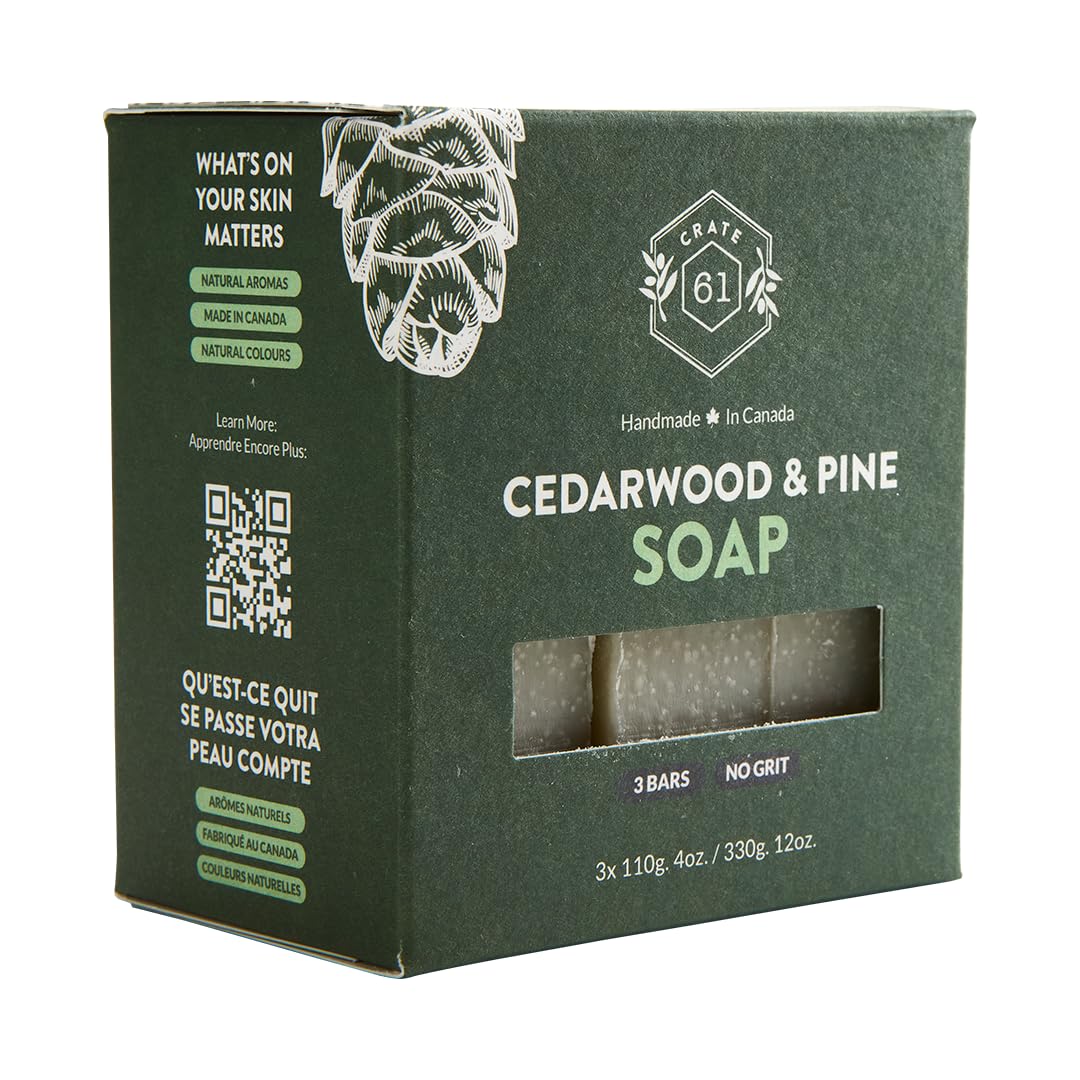 Handmade in Canada, Plant Based Cold Process Natural Bar Soap For Face And Body, With Premium Essential Oils, For Men And Women 3 Pack (Alpine & Spice)