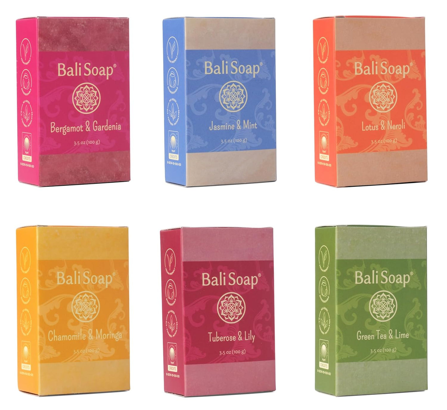 Bali Soap - Masculine Collection Natural Soap Bar Gift Set, 6 pc Variety Pack, Lemon-Pine, Ginger-Coffee, Sandalwood-Mint, Agarwood-Spice, Clove-Cinnamon, Eucalyptus-Lime 3.5 Oz each