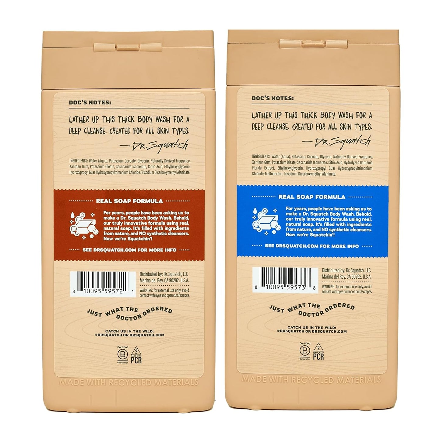 Dr. Squatch NEW Body Wash for Men with Nourishing, Natural Ingredients | No Paraben, Phthalate, Sulfate | All Day Moisture | Long Lasting Scent | Pine Tar & Coconut Castaway (14 oz, 2-Pack)