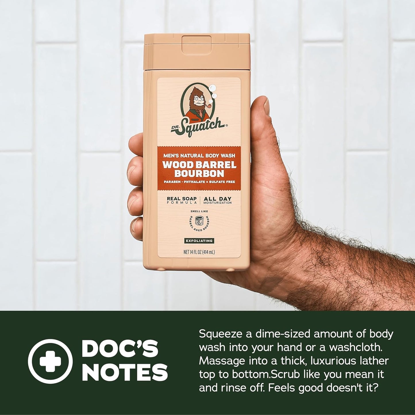 Dr. Squatch NEW Body Wash for Men with Nourishing, Natural Ingredients | No Paraben, Phthalate, Sulfate | All Day Moisture | Long Lasting Scent | Pine Tar & Coconut Castaway (14 oz, 2-Pack)
