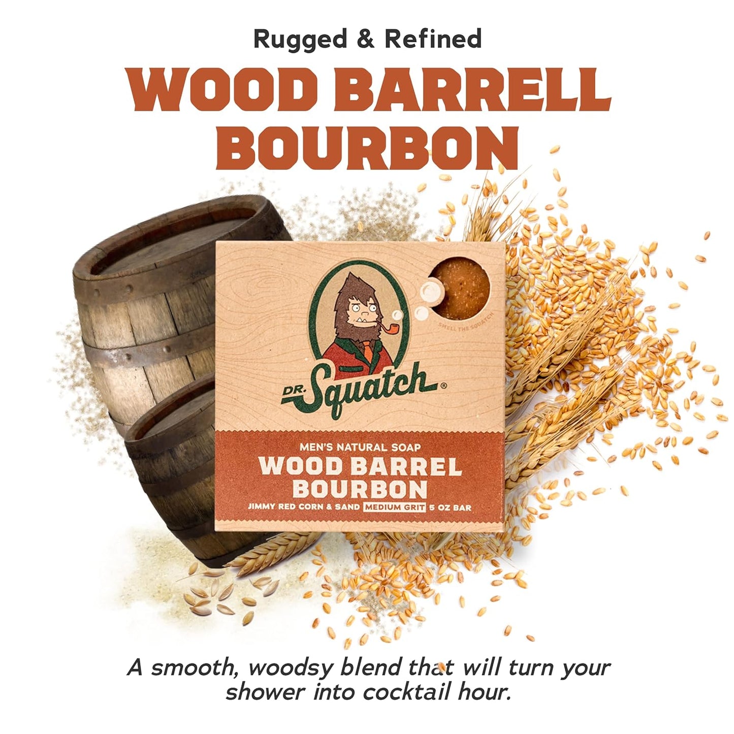 Dr. Squatch Natural Bar Soap for Men - Cold Process Soap with No Harsh Chemicals - Wood Barrel Bourbon, Fresh Falls & Birchwood Breeze (5 oz, 3-Pack)