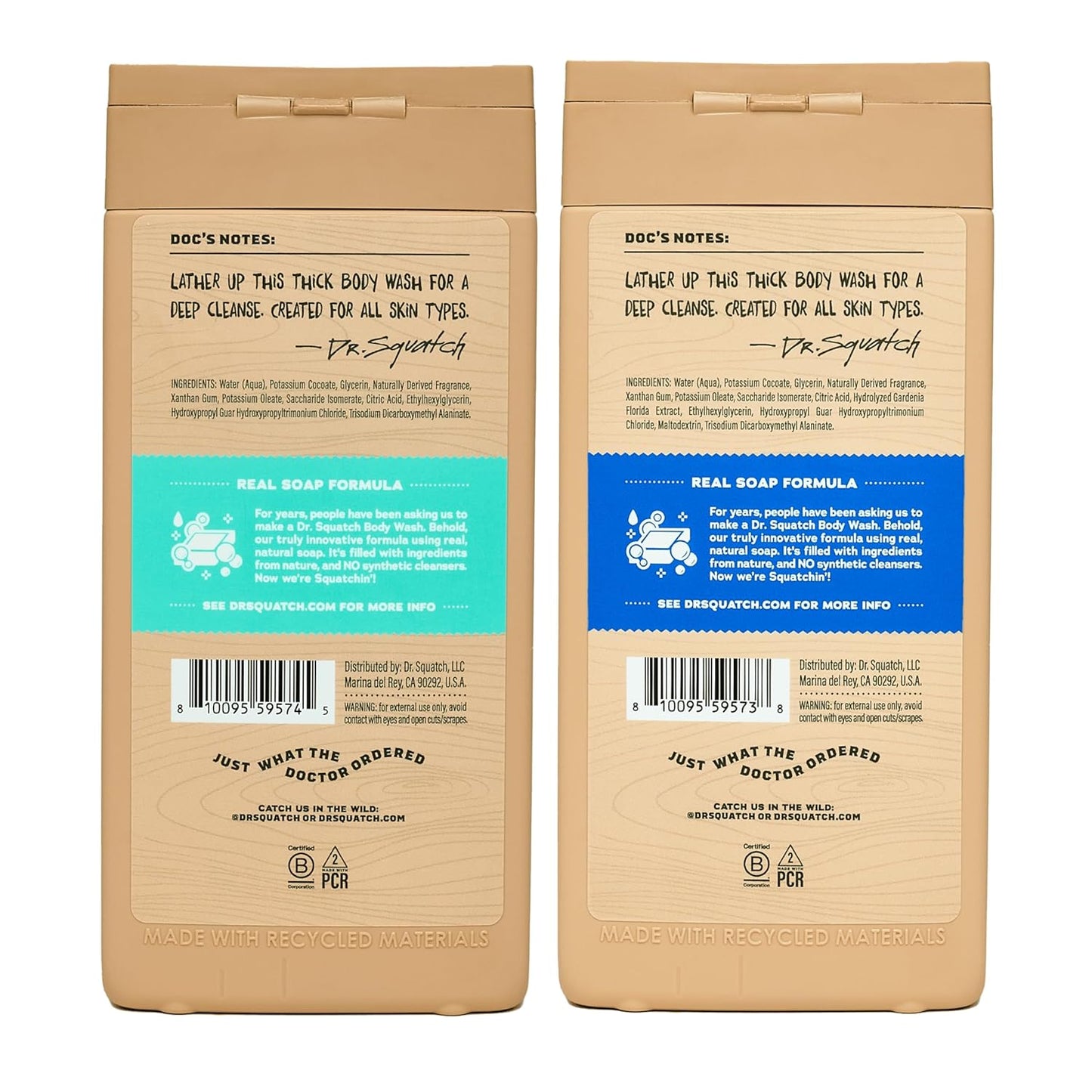 Dr. Squatch NEW Body Wash for Men with Nourishing, Natural Ingredients | No Paraben, Phthalate, Sulfate | All Day Moisture | Long Lasting Scent | Pine Tar & Coconut Castaway (14 oz, 2-Pack)