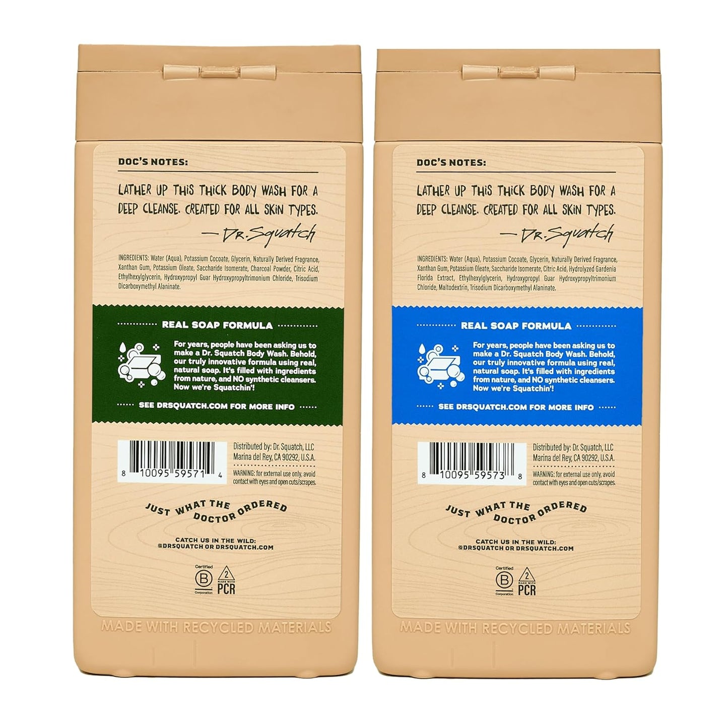 Dr. Squatch NEW Body Wash for Men with Nourishing, Natural Ingredients | No Paraben, Phthalate, Sulfate | All Day Moisture | Long Lasting Scent | Pine Tar & Coconut Castaway (14 oz, 2-Pack)