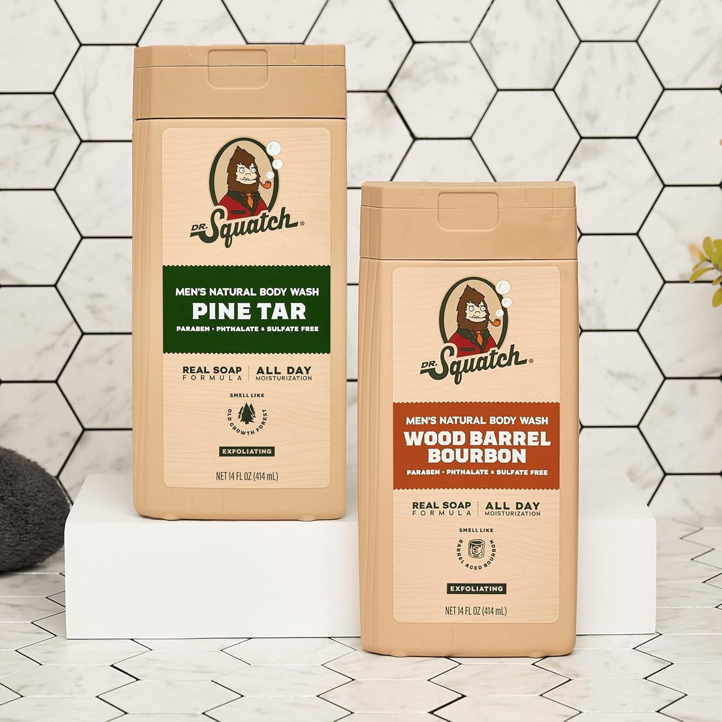 Dr. Squatch NEW Body Wash for Men with Nourishing, Natural Ingredients | No Paraben, Phthalate, Sulfate | All Day Moisture | Long Lasting Scent | Pine Tar & Coconut Castaway (14 oz, 2-Pack)