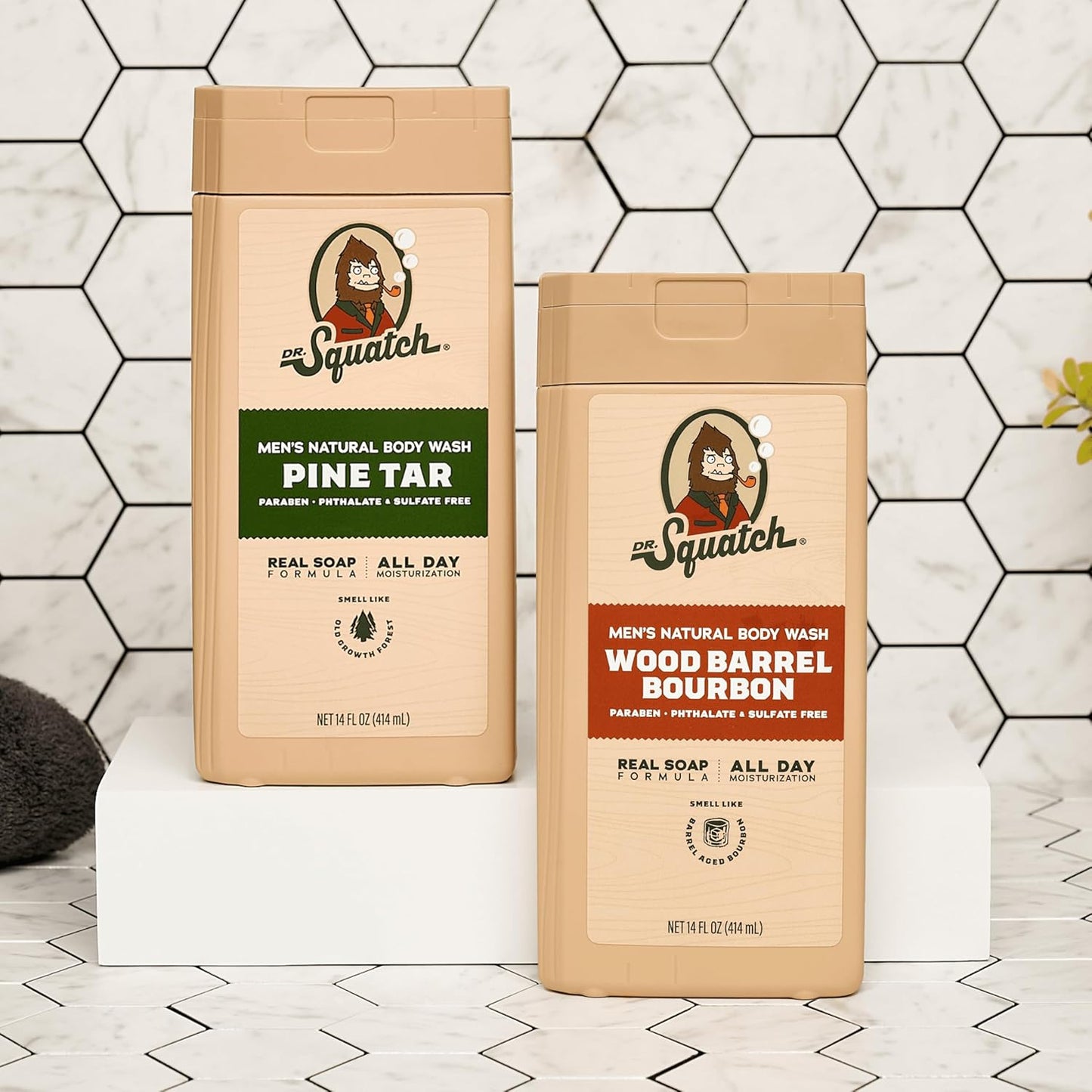 Dr. Squatch NEW Body Wash for Men with Nourishing, Natural Ingredients | No Paraben, Phthalate, Sulfate | All Day Moisture | Long Lasting Scent | Pine Tar & Coconut Castaway (14 oz, 2-Pack)