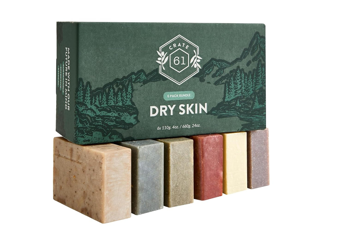 Handmade in Canada, Plant Based Cold Process Natural Bar Soap, With Premium Essential Oils, Dry Skin, Pack of 6 (For Him)