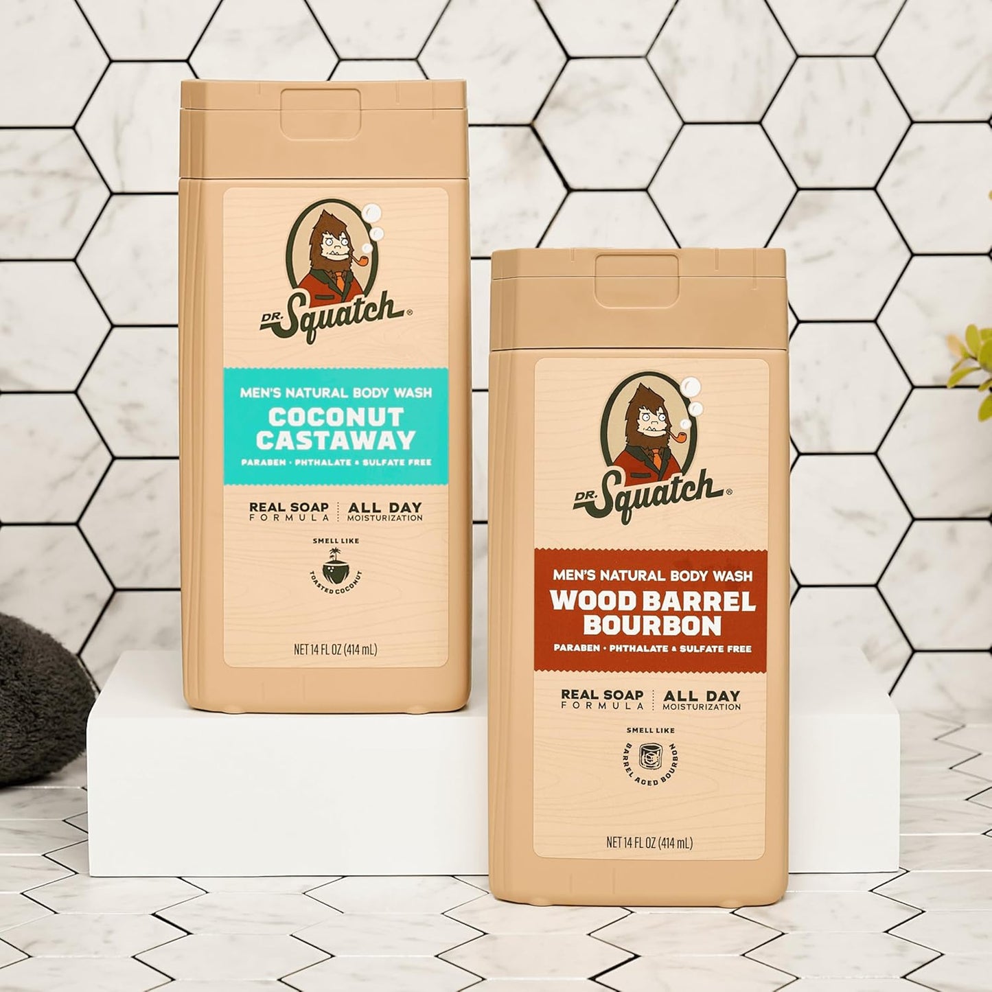 Dr. Squatch NEW Body Wash for Men with Nourishing, Natural Ingredients | No Paraben, Phthalate, Sulfate | All Day Moisture | Long Lasting Scent | Pine Tar & Coconut Castaway (14 oz, 2-Pack)