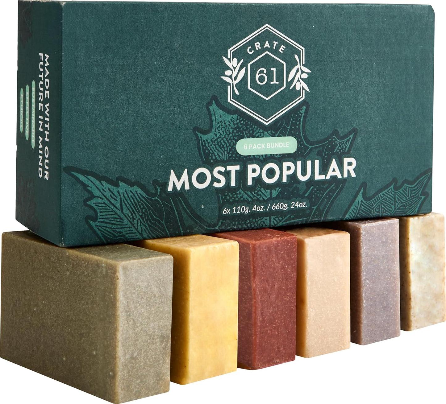Handmade in Canada, Plant Based Cold Process Natural Bar Soap, With Premium Essential Oils, Dry Skin, Pack of 6 (For Him)