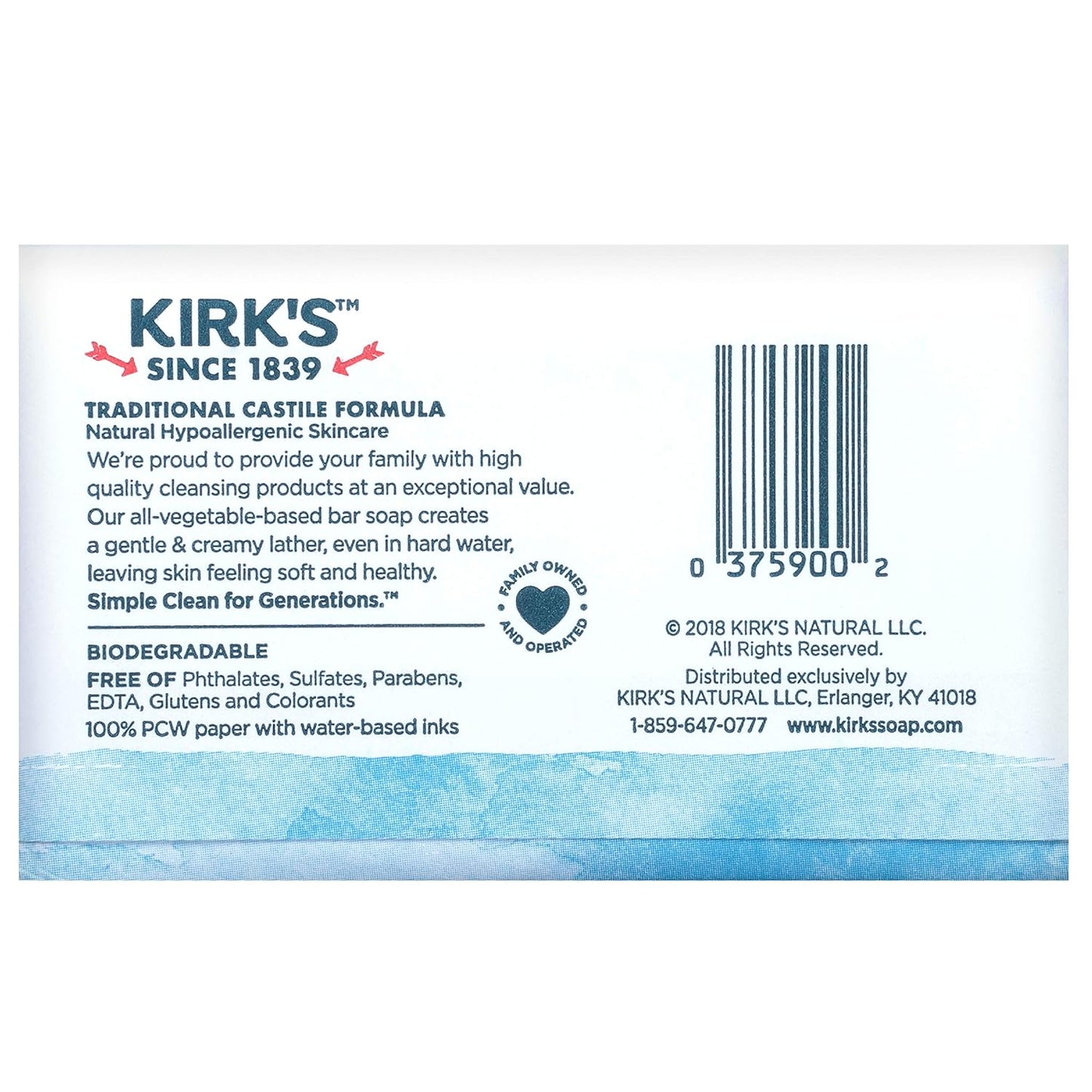 Kirk's Castile Bar Soap for Men, Women & Children - Made With Premium Coconut Oil, Sensitive Skin Formula, Vegan, Non GMO, Original Fresh Scent, 4 oz. Bars, 6 Pack
